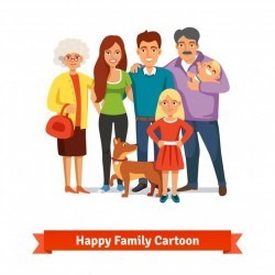 Big family standing together with happy smiles