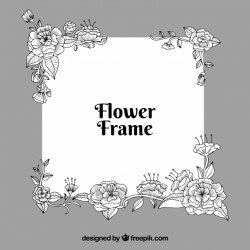 Black and white floral frame background