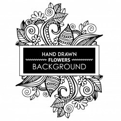 Black and White Hand Drawn Floral Frame