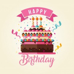Cake Theme Happy Birthday Card Illustration
