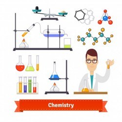 Chemistry equipment and chemist colourful set