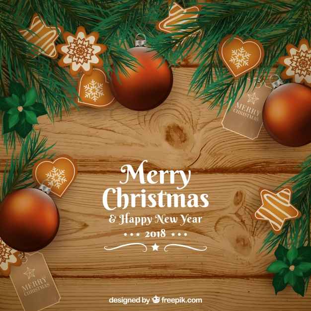 Christmas wooden background with vintage decoration