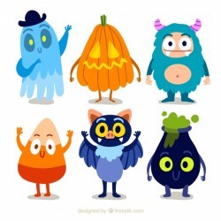 Collection of funny halloween character