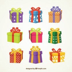 Collection of gift box with bow