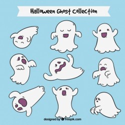 Collection of hand-drawn ghosts