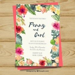 Colorful floral wedding card