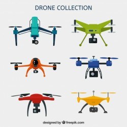 Colorful pack of modern drones