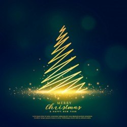 Creative christmas tree design on glowing glitter sparkles