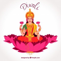 Diwali background with hand drawn goddess