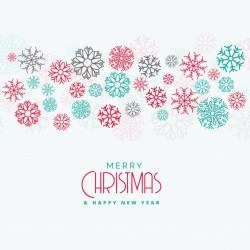 Elegant christmas background with colorful flowing snowflakes