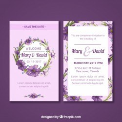 Floral wedding card with watercolor style