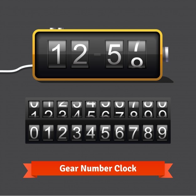 Gear clock and number counter template