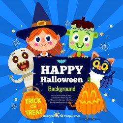 Halloween background with lovely costumes
