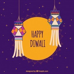 Happy diwali background with decorative lanterns