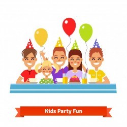 Happy smiling kids having fun at birthday party