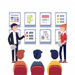Man and woman presenting their project business