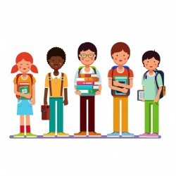 Multi ethnic group of school students kids