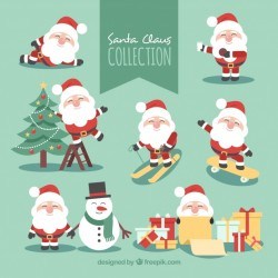 Pack of santa claus characters in different poses