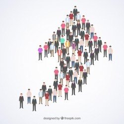 People forming an upwards arrow