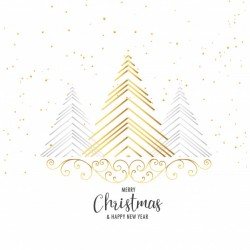 Premium christmas tree design with floral decoration on white background