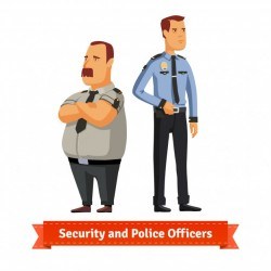 Security and police officers standing