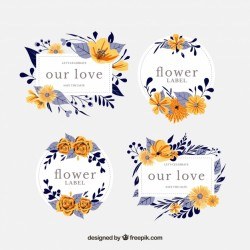 Set of tropical floral labels