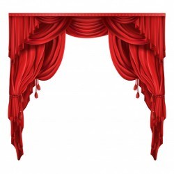 Theater stage red curtains realistic vector