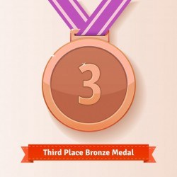 Third place award bronze medal with lilac ribbon