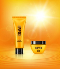 Vector 3D illustration poster with anti-aging cosmetic premium products