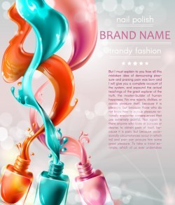 Vector illustration collection of colored open bottles with nail polish
