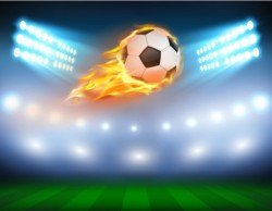 Vector illustration of a football in a fiery flame
