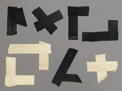 Vector illustration set of different slices of a adhesive tape with shadow and wrinkles