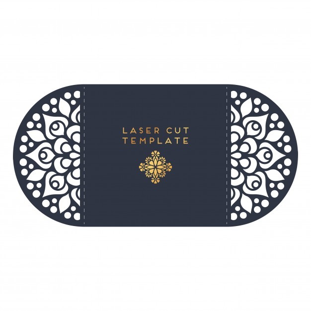 Vector wedding card laser cut template. Vintage decorative elements