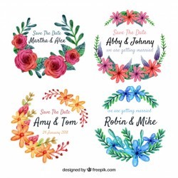 Watercolor pack of floral labels