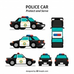 Different views of police car