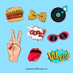 Fun stickers with pop art style
