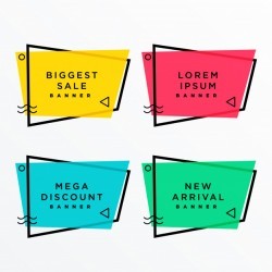 Geometric sale banners set with text space in memphis style