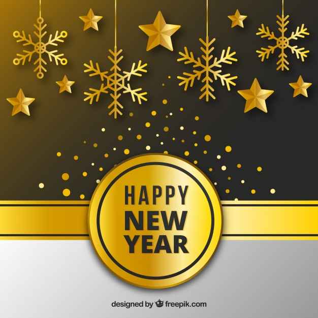 Golden new year background with flat design
