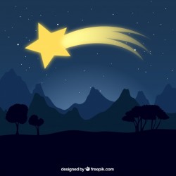 Landscape background with shooting star