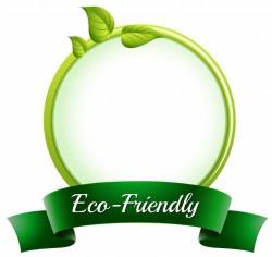 A round empty template with an eco-friendly label at the bottom