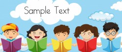 Sample text template with kids reading books