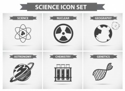 Science icons for different fields of studies