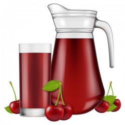 Cherry juice with glass cup vectors