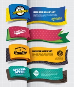 Paper banner vintage vector design 01