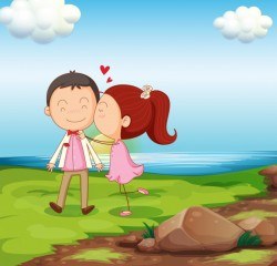 A sweet couple near the river