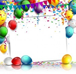 Birthday card with colored balloons and blank paper vector 04