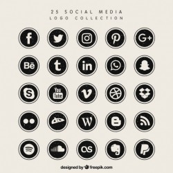 Black social media logo collection