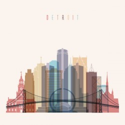 Detroit building vector illustration