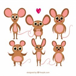Flat mice collection with different poses