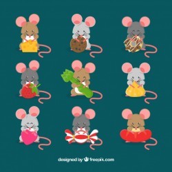 Flat mice collection with different poses